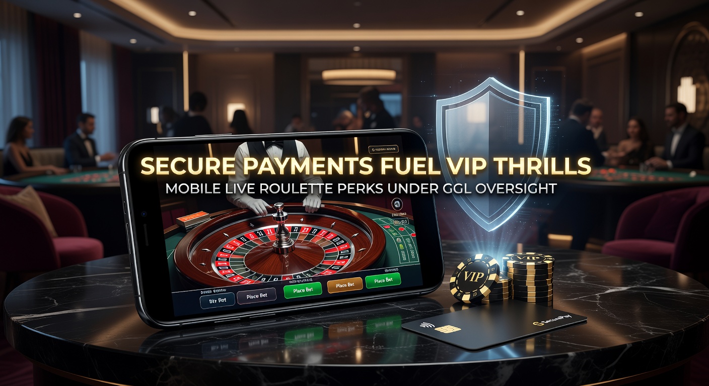 Smartphone zeigt Live-Roulette-Tisch mit VIP-Elementen und sicheren Zahlungssymbolen unter GGL-Logo